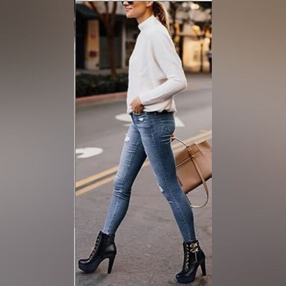 🩵NWOT Black Platform Ankle Boots Size 8 - Picture 2 of 14